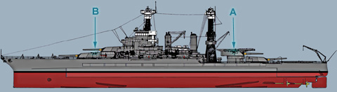 Efekt trafie japoskich bomb w USS "Tennessee"