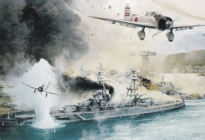 USS "Nevada" podczas ataku na Pearl Harbor