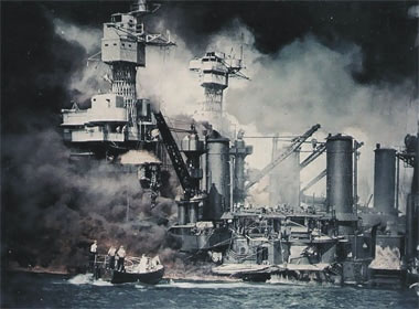 Ciko uszkodzony pancernik USS "West Virginia"