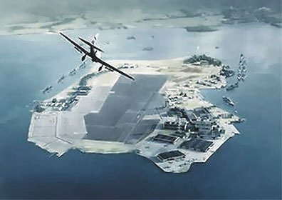 Ford Island w pierwszych minutach japoskiego ataku